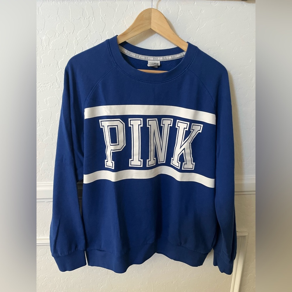 Pink by Victoria secret royal blue sweatshirt with side pockets size Medium